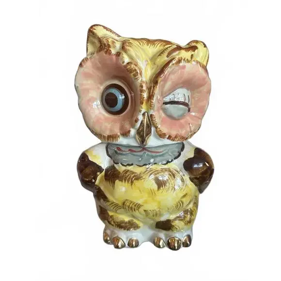 Vintage Ceramic Winking Owl cookie jar- RARE Shawnee Pottery - Picture 6 of 8
